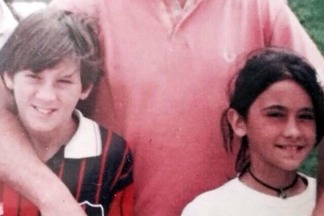 Lionel Messi and Antonella Rockucco in childhood