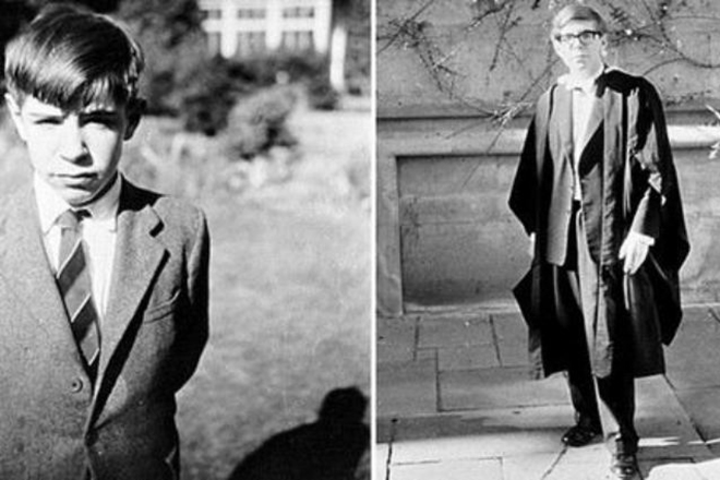 Stephen Hawking in childhood and in youth