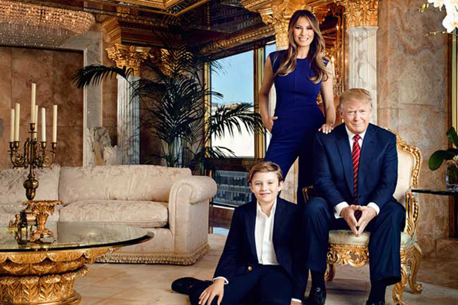 Melania with her husband Donald Trump and their son Barron