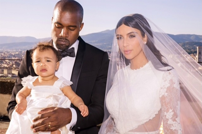Kim Kardashian, Kanye West and their daughter