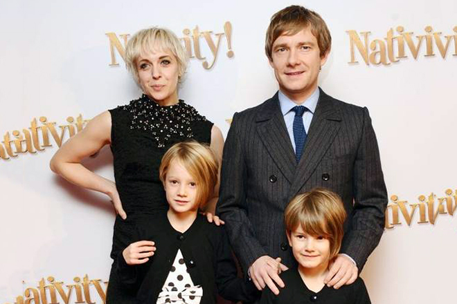 Amanda Abbington with her husband and children