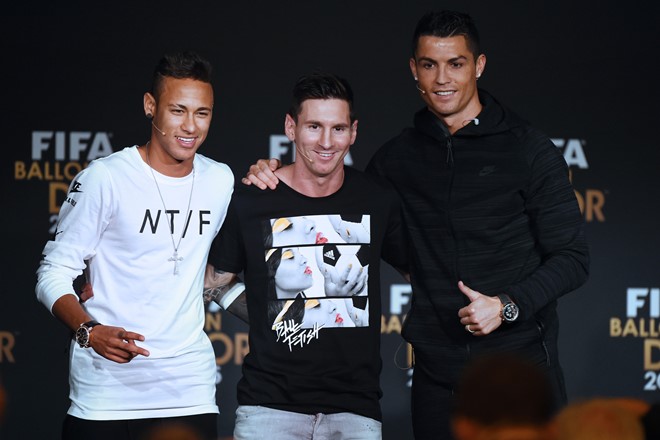 Neymar, Lionel Messi and Cristiano Ronaldo