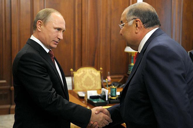 Alisher Usmanov and Vladimir Putin