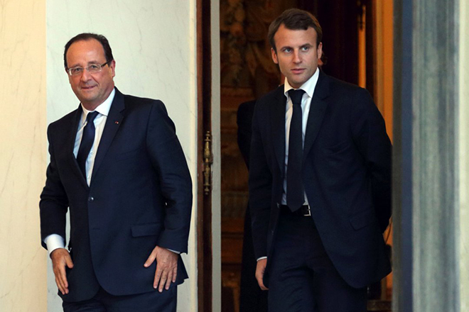 François Hollande and Emmanuel Macron