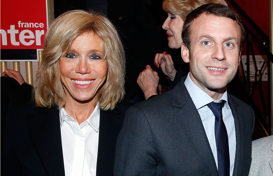 Emmanuel Macron with his wife Brigitte