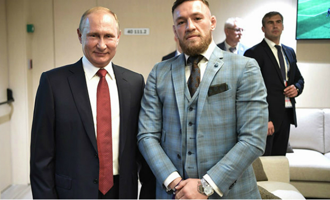 Vladimir Putin and Conor McGregor at the FIFA World Cup 2018
