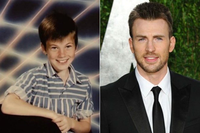 Chris Evans in childhood and at present