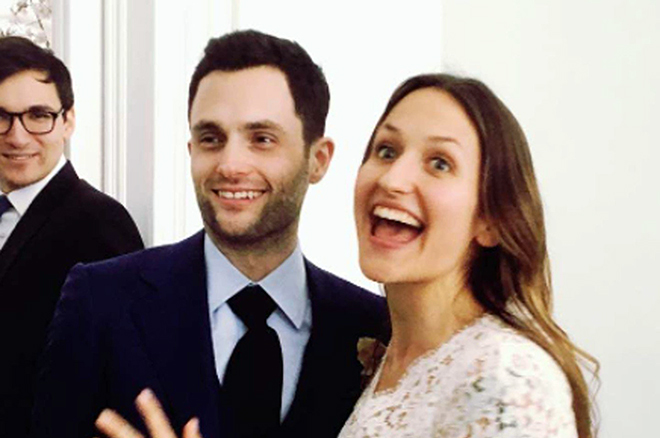 Penn Badgley with his wife, Domino Kirk