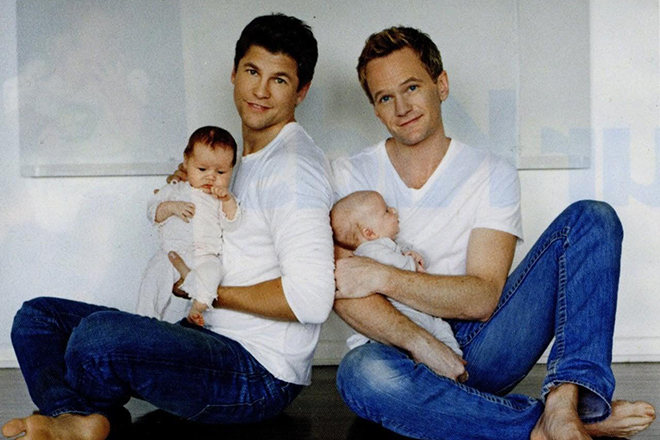 Neil Patrick Harris with his husband and children