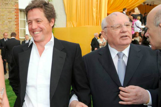 Hugh Grant and Mikhail Gorbachev