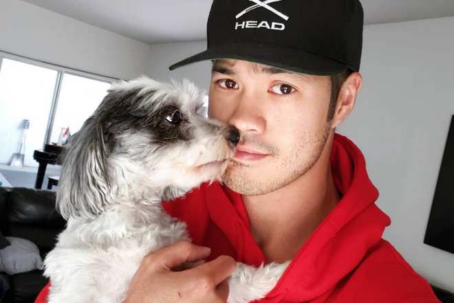 Ross Butler and his dog