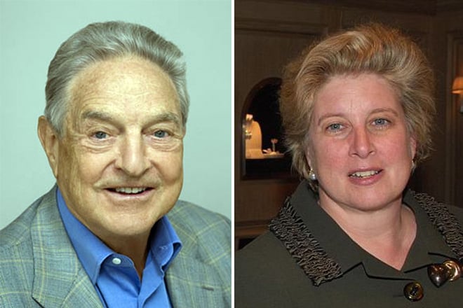 George Soros and his wife Susan Weber