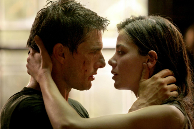 Michelle Monaghan and Tom Cruise in the movie Mission: Impossible