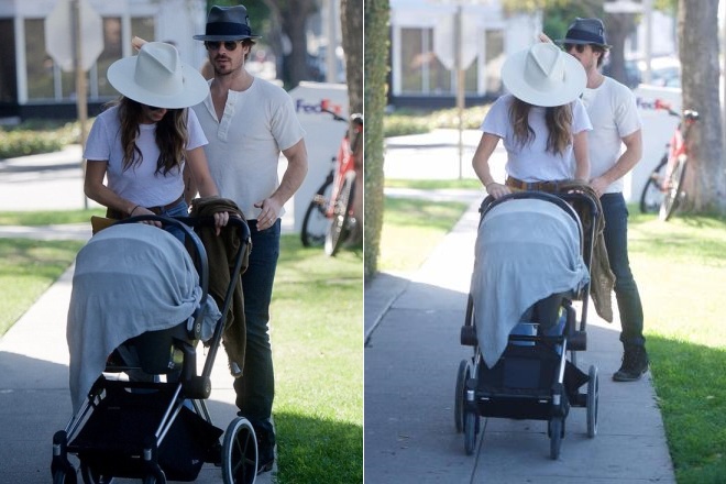 Ian Somerhalder on the walk with his wife and his daughter