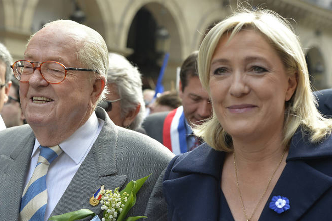 Marine Le Pen with her father