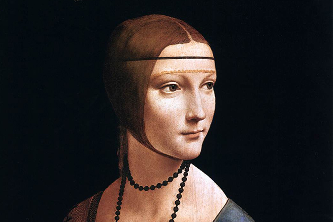 A fragment of the painting Lady with an Ermine