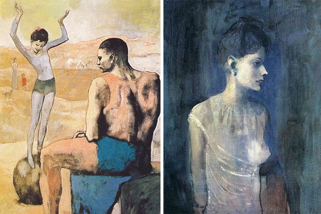 Pablo Picasso’s pictures Acrobat on a Ball and Young Woman in a Shirt