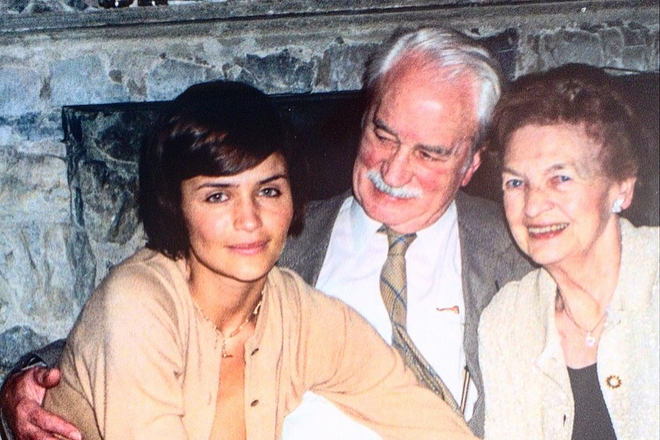 Young Helena Christensen with her grandparents