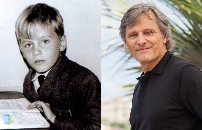 Viggo Mortensen in his childhood and at present