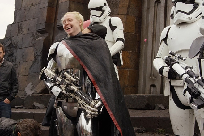 Gwendoline Christie on the set of the movie Star Wars: The Force Awakens