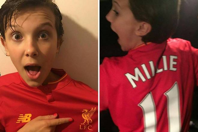 Millie Bobby Brown supports Liverpool F.C.