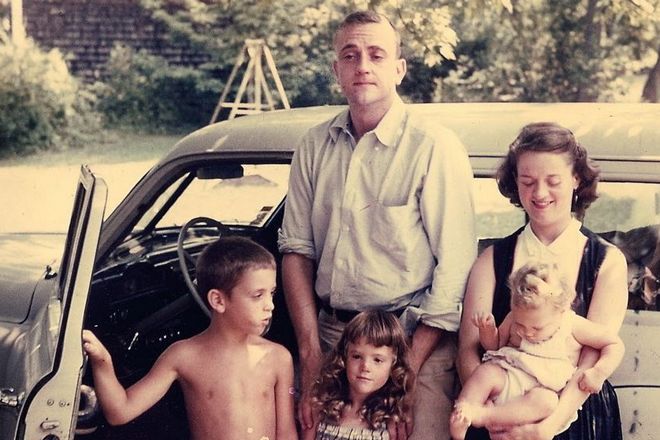 Kurt Vonnegut, his first wife Jane Marie Cox, and their children