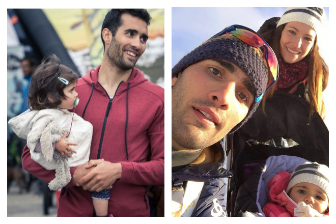 Martin Fourcade with his wife and children