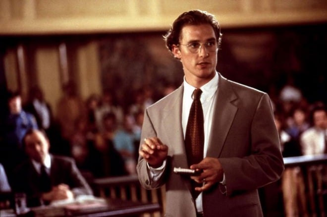 Matthew McConaughey in the screen version of John Grisham’s book A Time to Kill