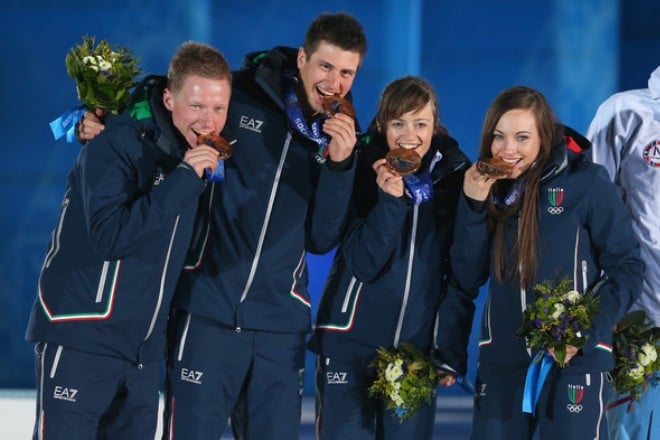 Dorothea Wierer (right) at the Olympics in Sochi