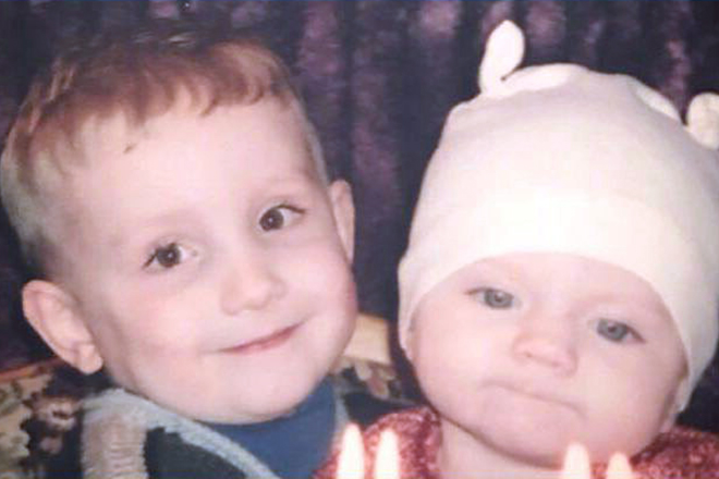 Alexandra Trusova and her brother in their childhood