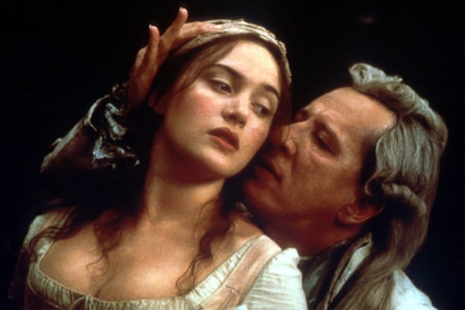 Geoffrey Rush and Kate Winslet in the movie Quills