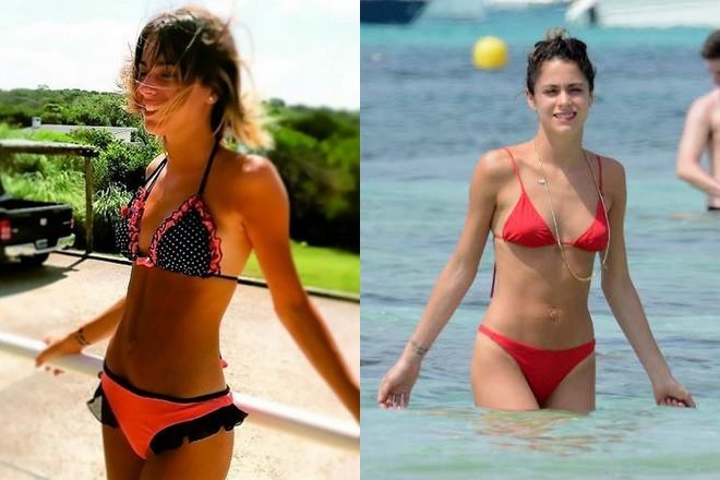 Martina Stoessel wearing a swimsuit.