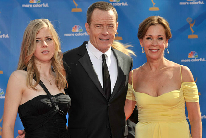 Bryan Cranston with his wife and daughter