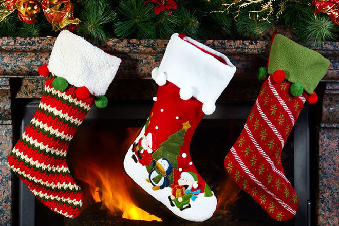 Christmas stockings with presents
