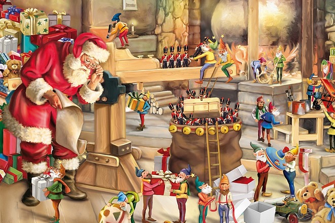 Santa Claus and magic elves