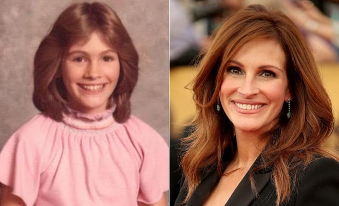 Julia Roberts in childhood and now