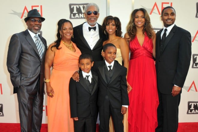 Morgan Freeman with his family