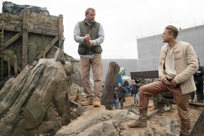 Guy Ritchie and Charlie Hannam on the set of the film "King Arthur: Legend of the Sword"