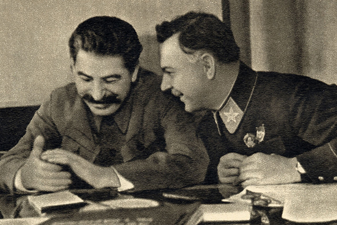 Joseph Stalin and Kliment Voroshilov