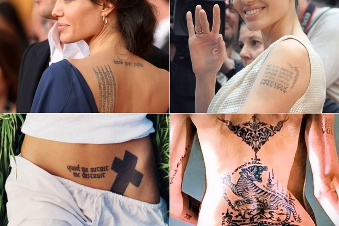 Angelina Jolie and her tattoo