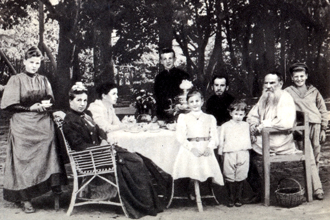 Leo Tolstoy with his family