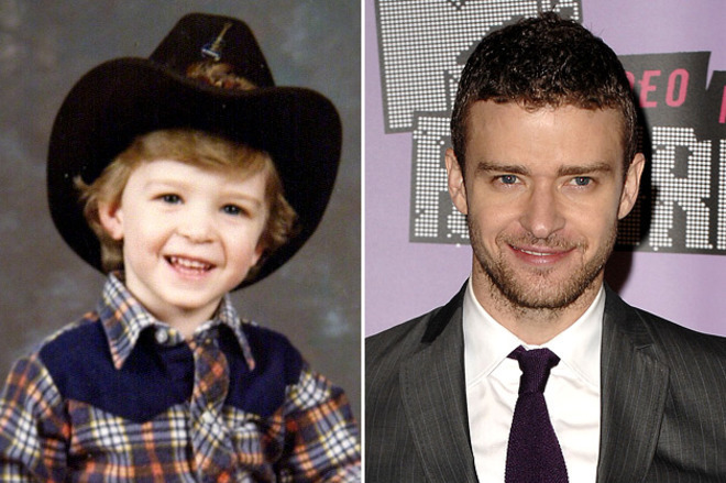 Justin Timberlake in his childhood and at present