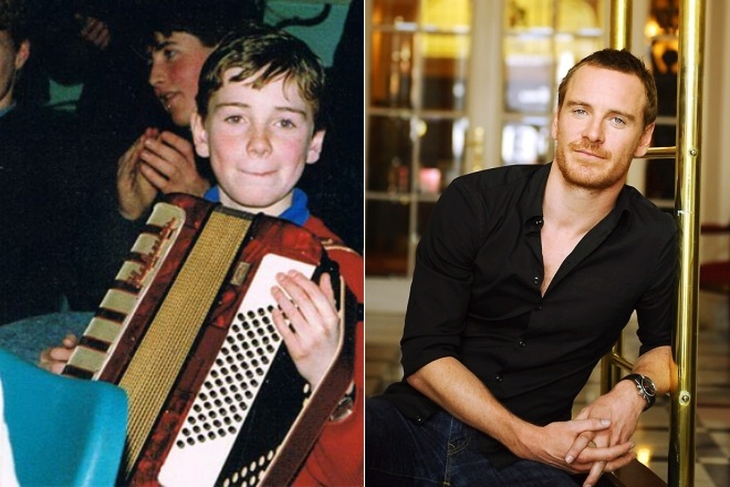 Michael Fassbender in childhood and at present