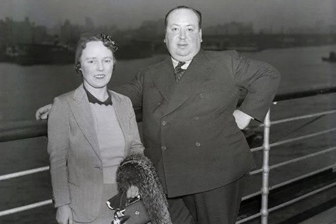 Alfred Hitchcock with his wife