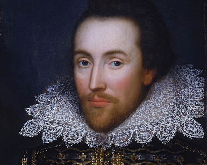 William Shakespeare. The only surviving portrait survived