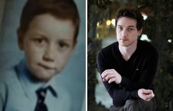 James McAvoy in childhood and at present