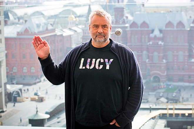 Luc Besson at the movie “Lucy” set