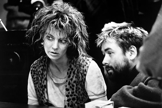 Luc Besson and Anne Parillaud at the movie “Nikita” set