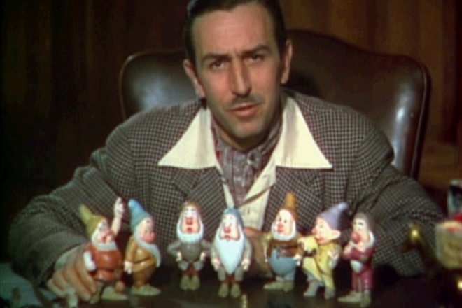 Walt Disney and seven dwarfs