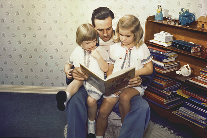 Walt Disney with his daughters